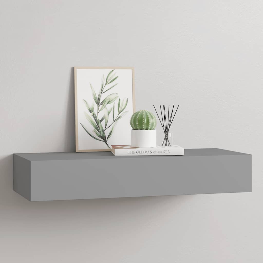 Étagère à tiroir murale Gris 60x23,5x10 cm MDF - XIOS