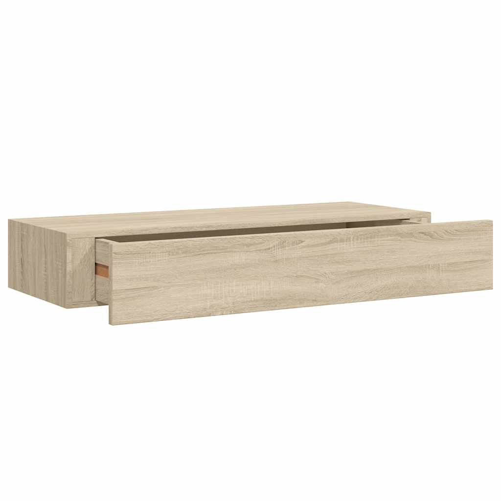 Étagère à tiroir murale chêne 60x23,5x10 cm MDF - XIOS