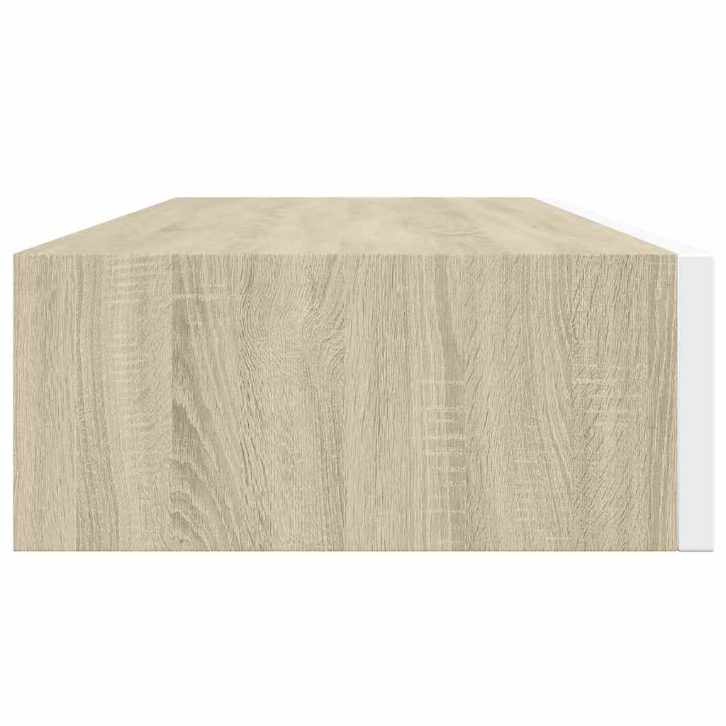 Étagère murale à tiroirs Chêne et blanc 60 x 23,5 x 10 cm MDF - XIOS