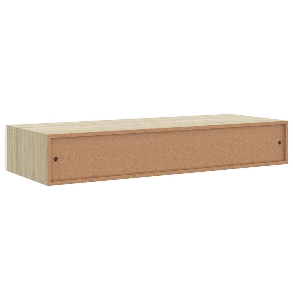 Étagère murale à tiroirs Chêne et blanc 60 x 23,5 x 10 cm MDF - XIOS
