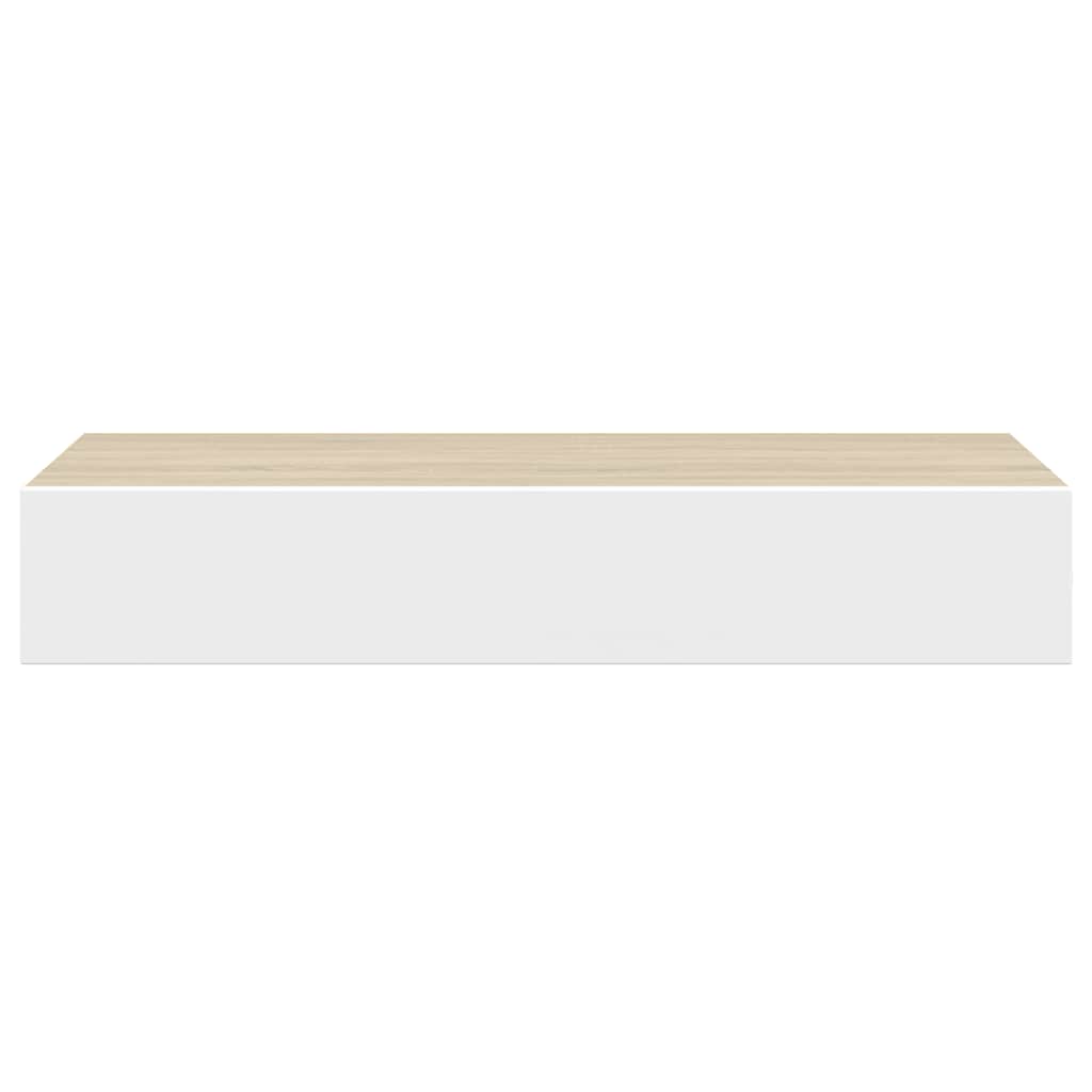 Étagères murales à tiroirs 2 pièces Chêne et blanc 60 x 23,5 x 10 cm MDF - XIOS
