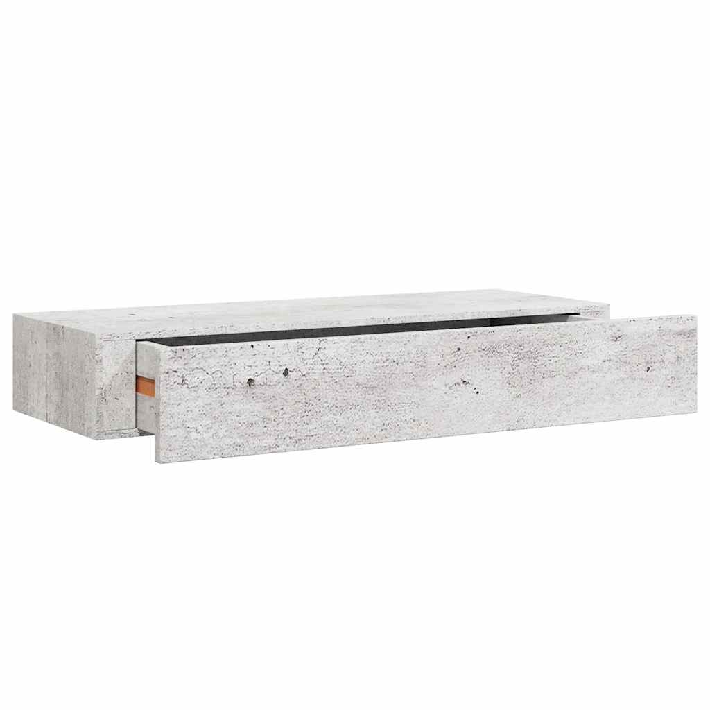Étagère à tiroir murale Gris béton 60x23,5x10 cm MDF - XIOS