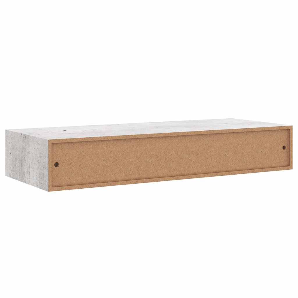 Étagère à tiroir murale Gris béton 60x23,5x10 cm MDF - XIOS