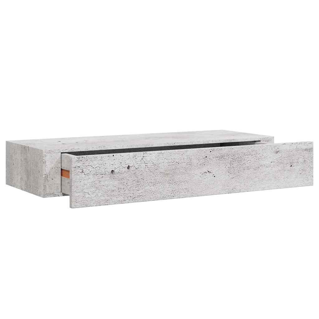 Étagères à tiroir murales 2 pcs Gris béton 60x23,5x10 cm MDF - XIOS