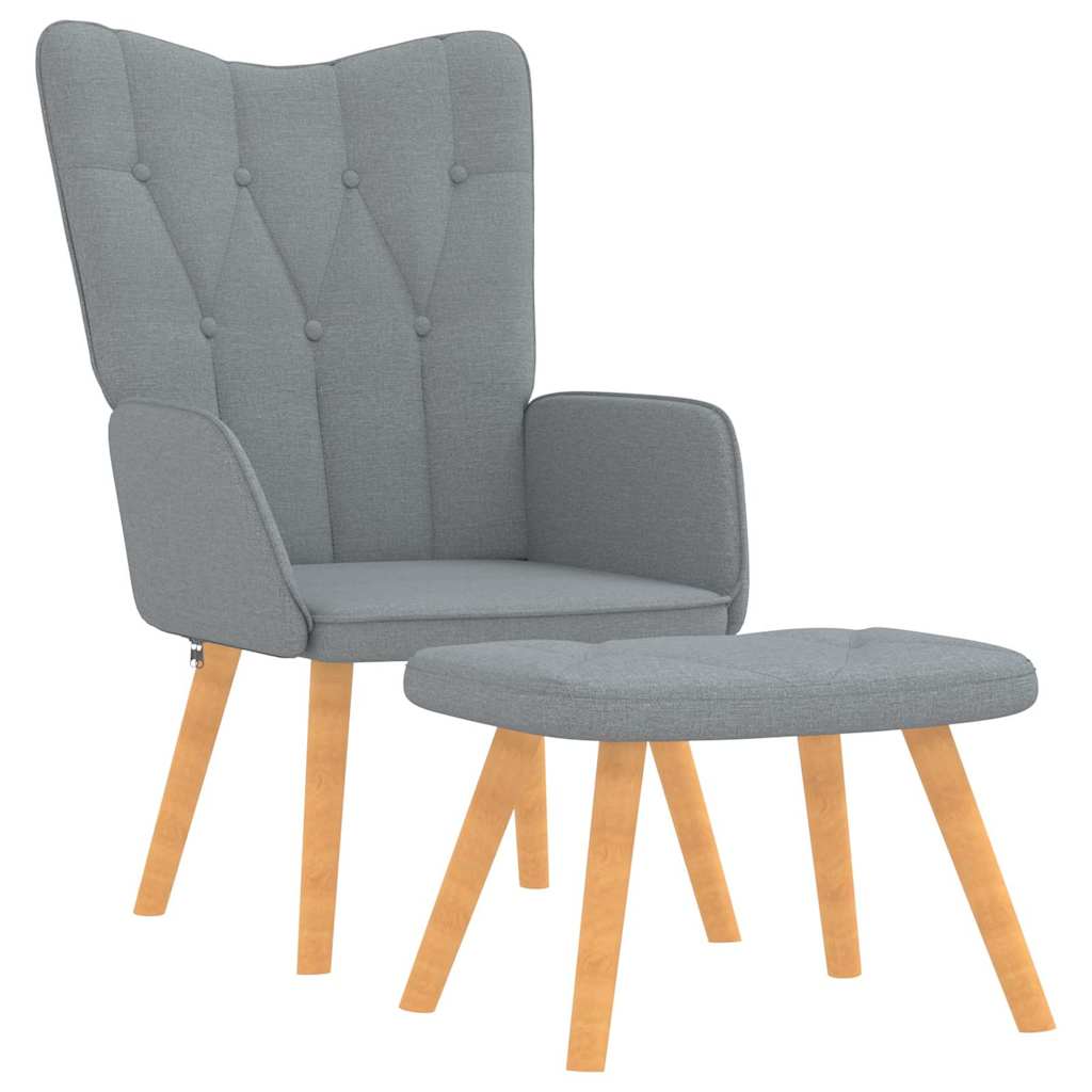 Chaise de relaxation avec tabouret Gris clair Tissu - XIOS
