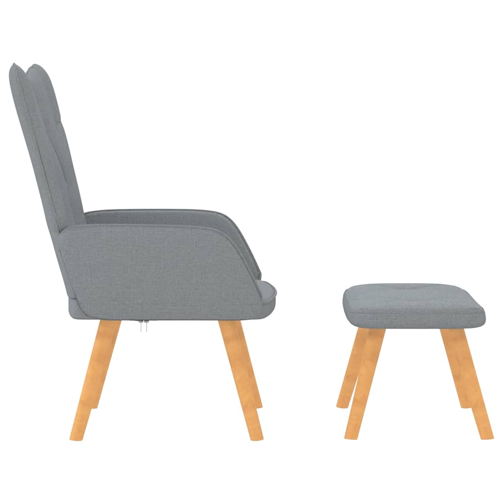 Chaise de relaxation avec tabouret Gris clair Tissu - XIOS