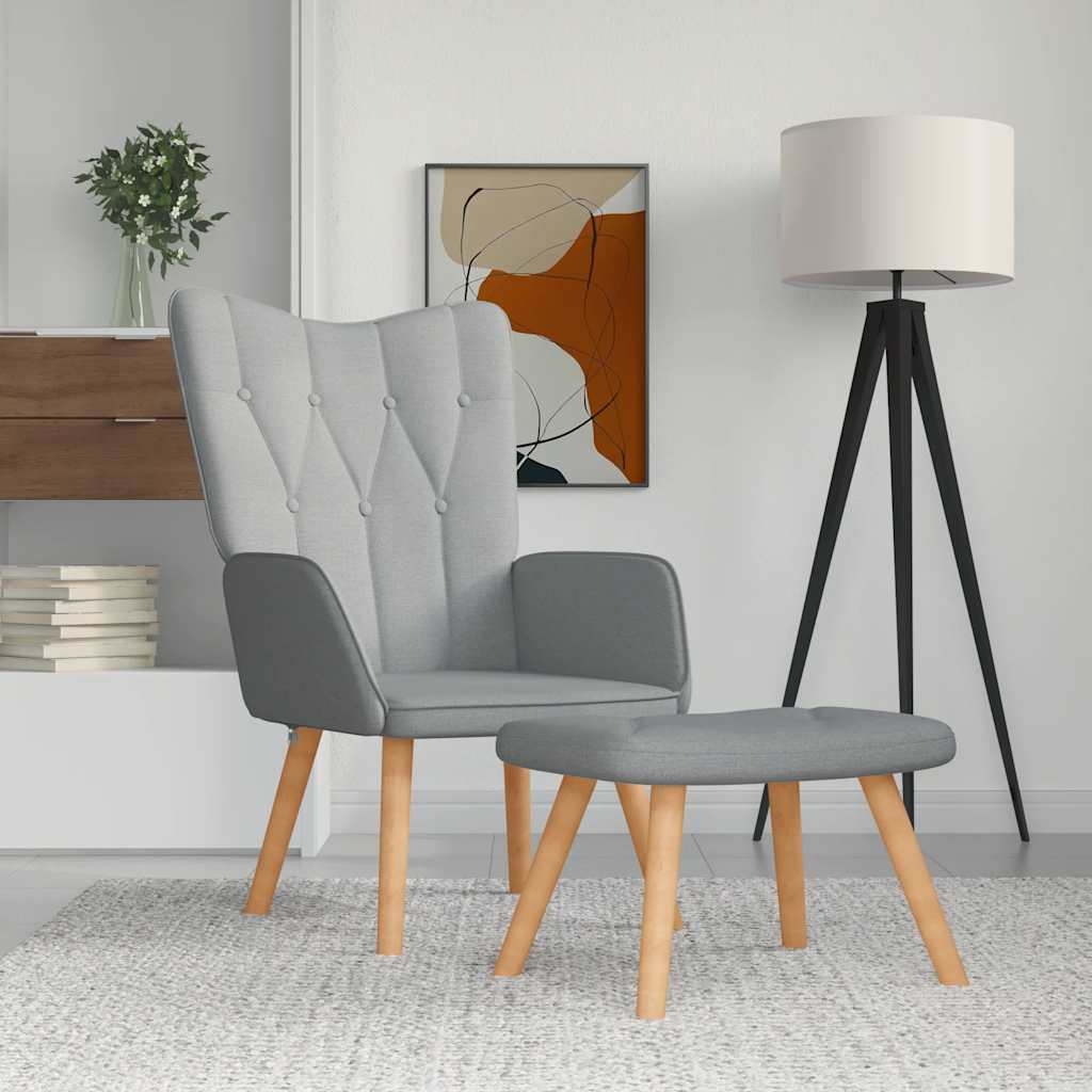 Chaise de relaxation avec tabouret Gris clair Tissu - XIOS