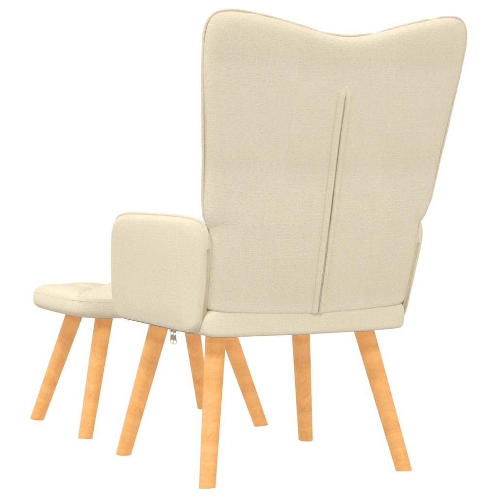 Chaise de relaxation avec tabouret Crème Tissu - XIOS