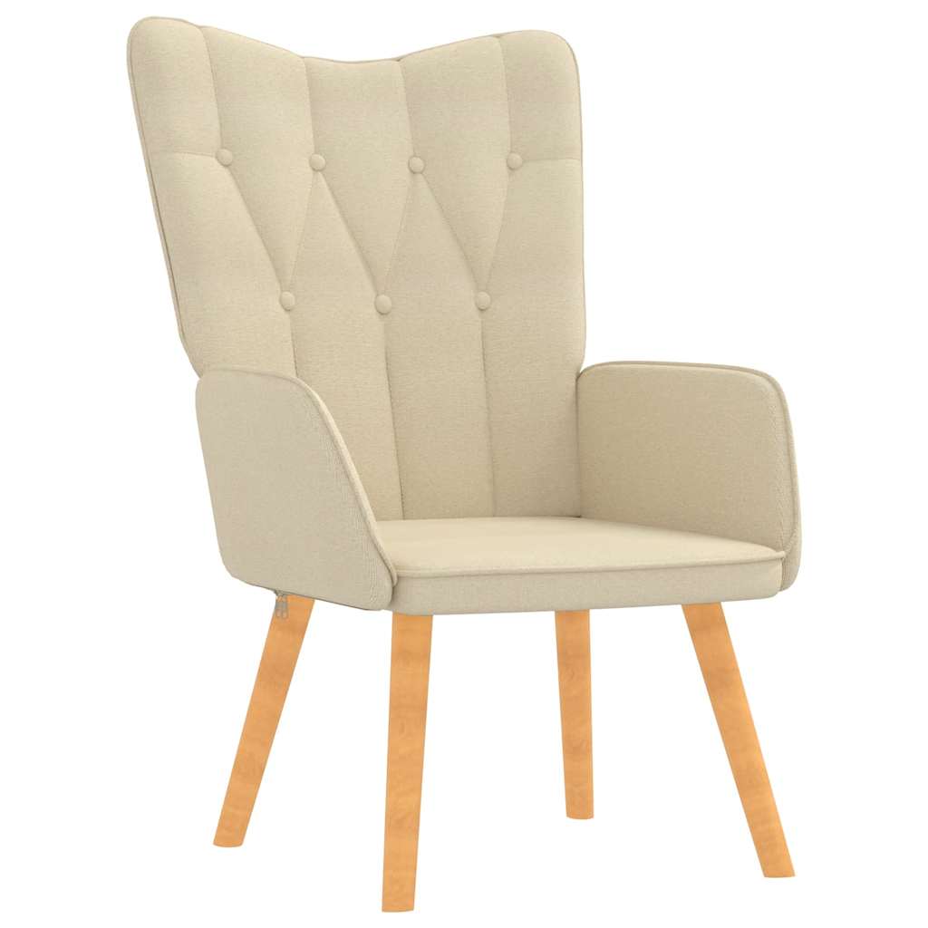 Chaise de relaxation avec tabouret Crème Tissu - XIOS