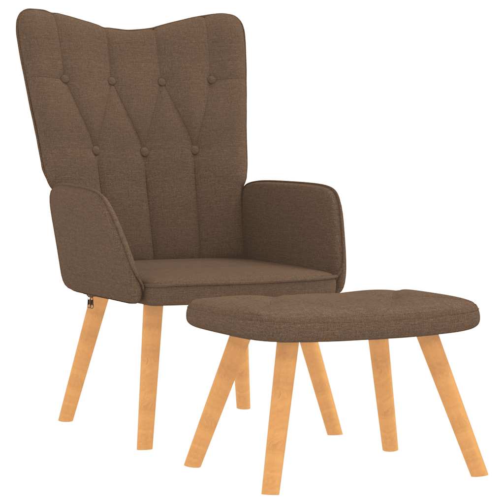 Chaise de relaxation avec tabouret Marron Tissu - XIOS