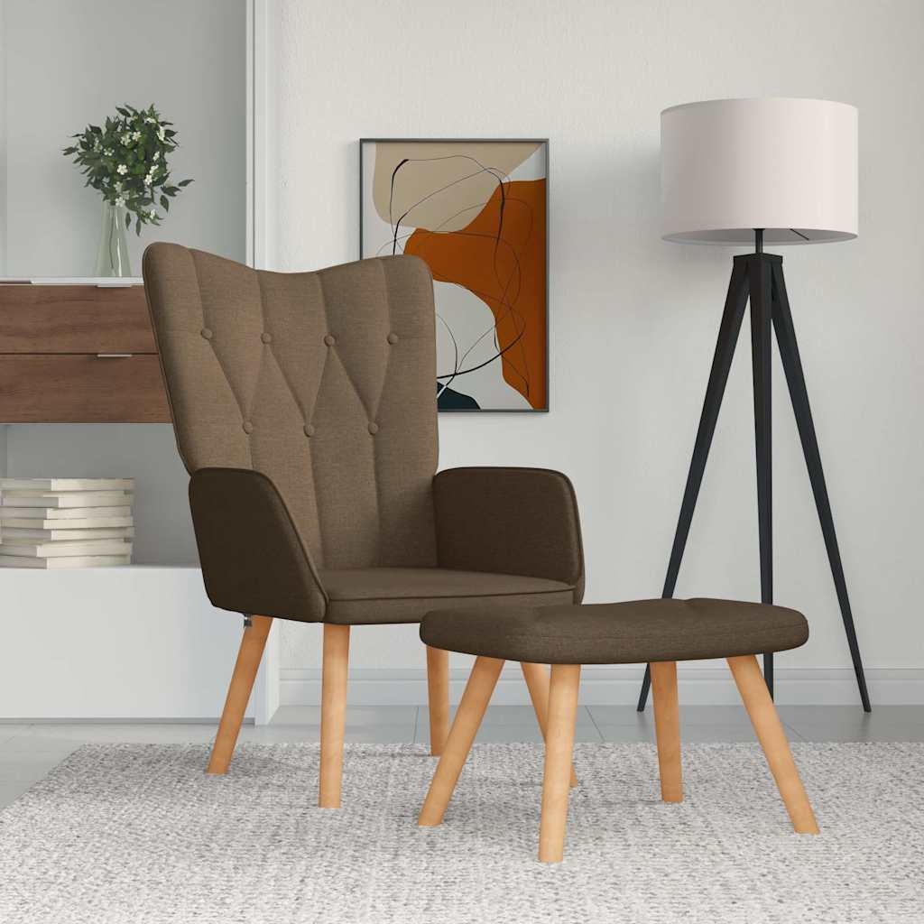 Chaise de relaxation avec tabouret Marron Tissu - XIOS