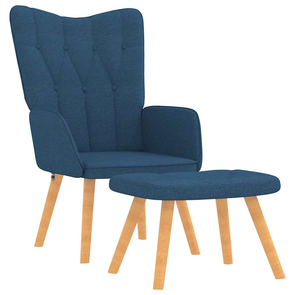 Chaise de relaxation avec tabouret Bleu Tissu - XIOS