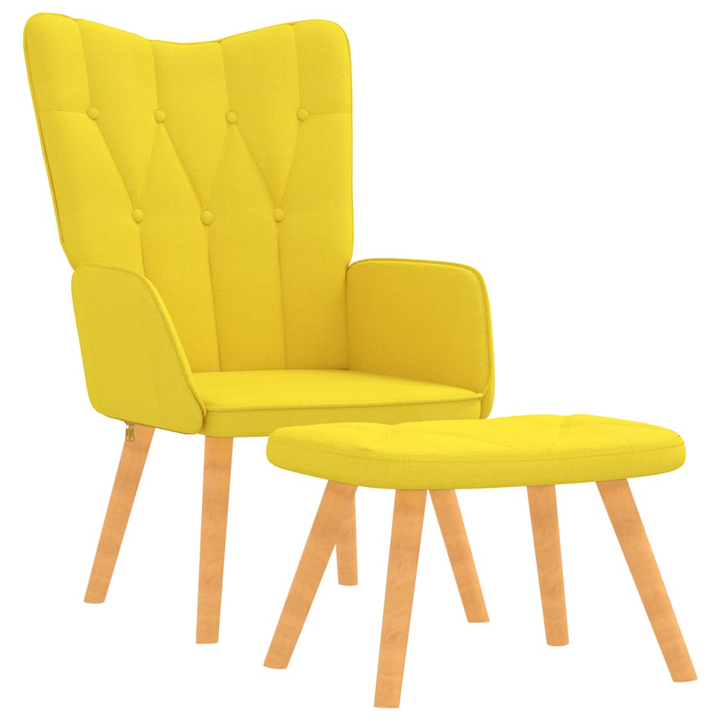 Chaise de relaxation avec tabouret Jaune moutarde Tissu - XIOS