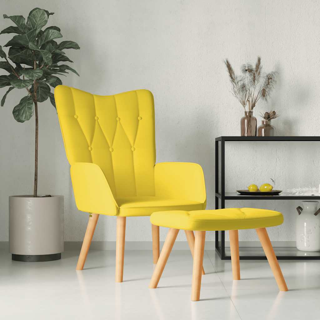 Chaise de relaxation avec tabouret Jaune moutarde Tissu - XIOS