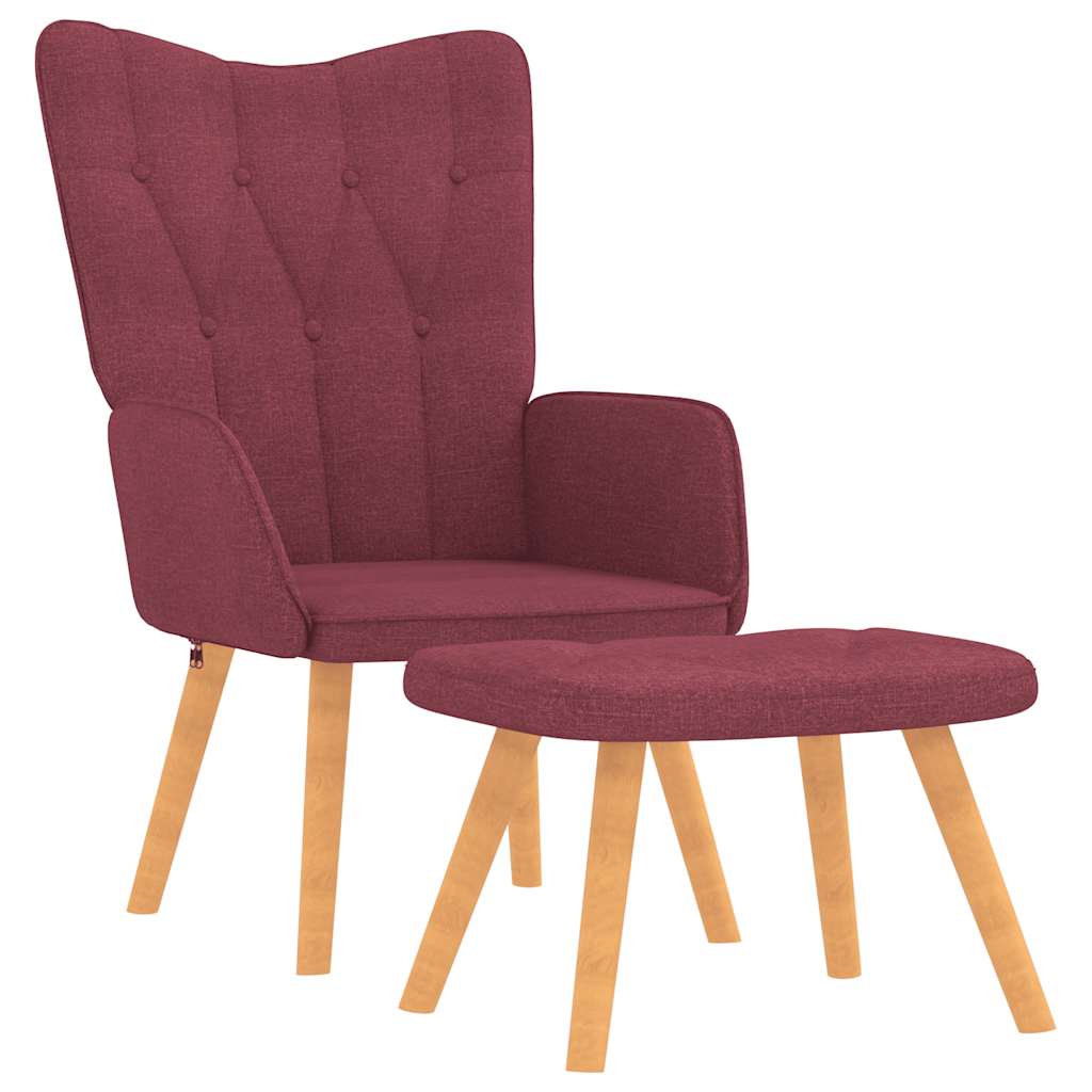 Chaise de relaxation avec tabouret Rouge bordeaux Tissu - XIOS