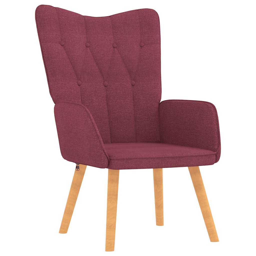 Chaise de relaxation avec tabouret Rouge bordeaux Tissu - XIOS