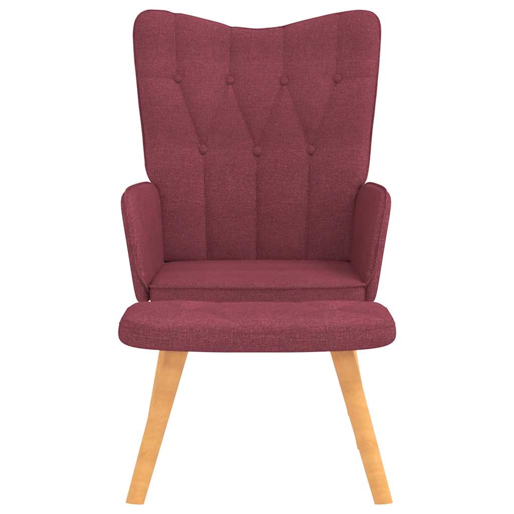 Chaise de relaxation avec tabouret Rouge bordeaux Tissu - XIOS