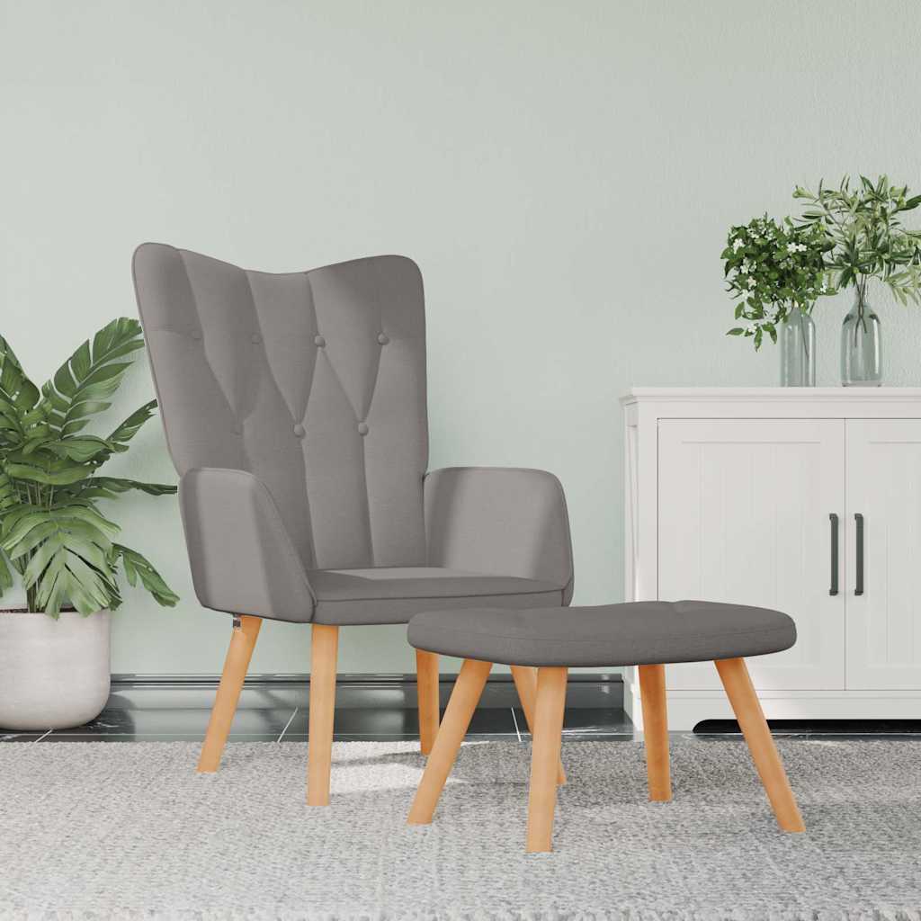 Chaise de relaxation avec tabouret Taupe Tissu - XIOS