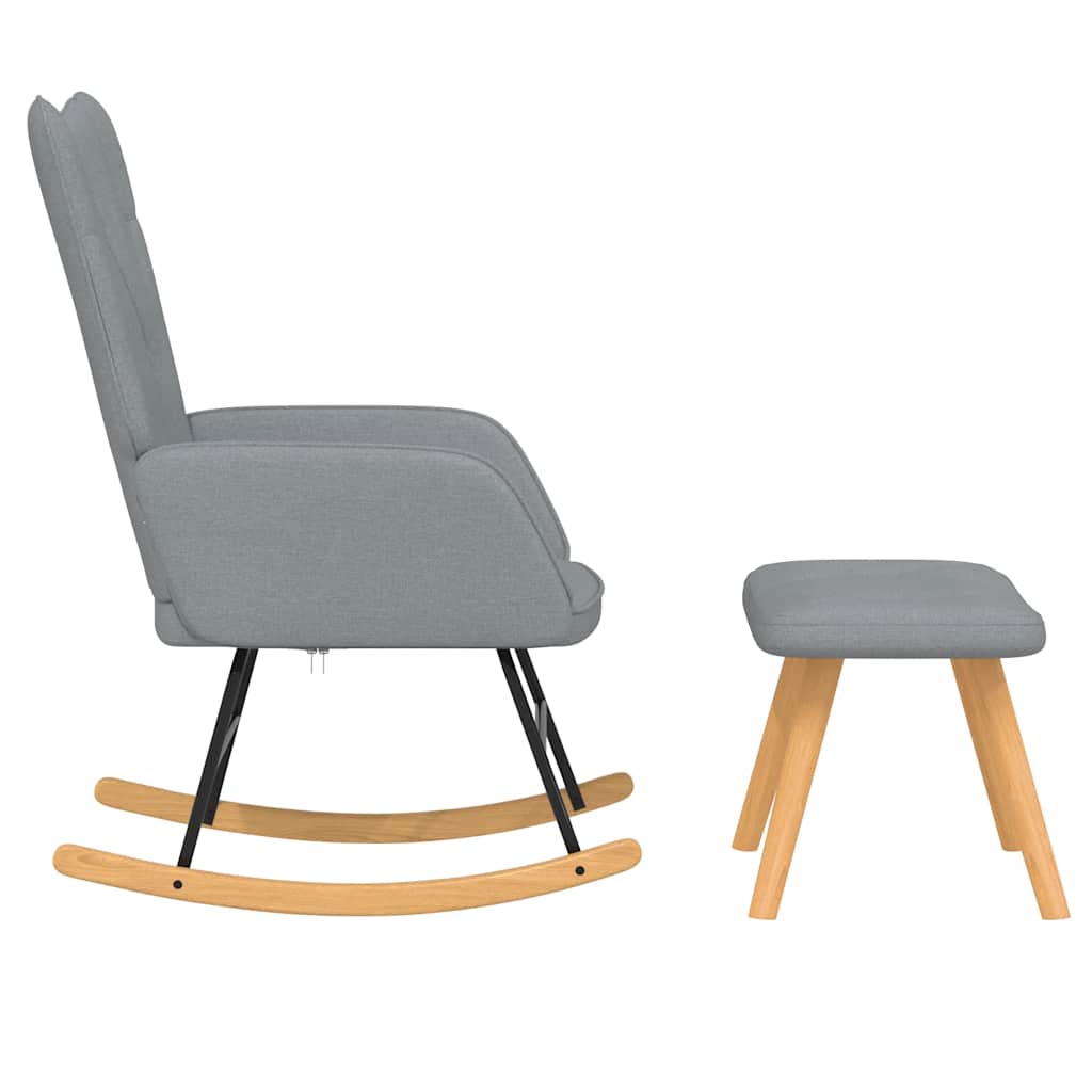 Chaise à bascule avec tabouret Gris clair Tissu - XIOS