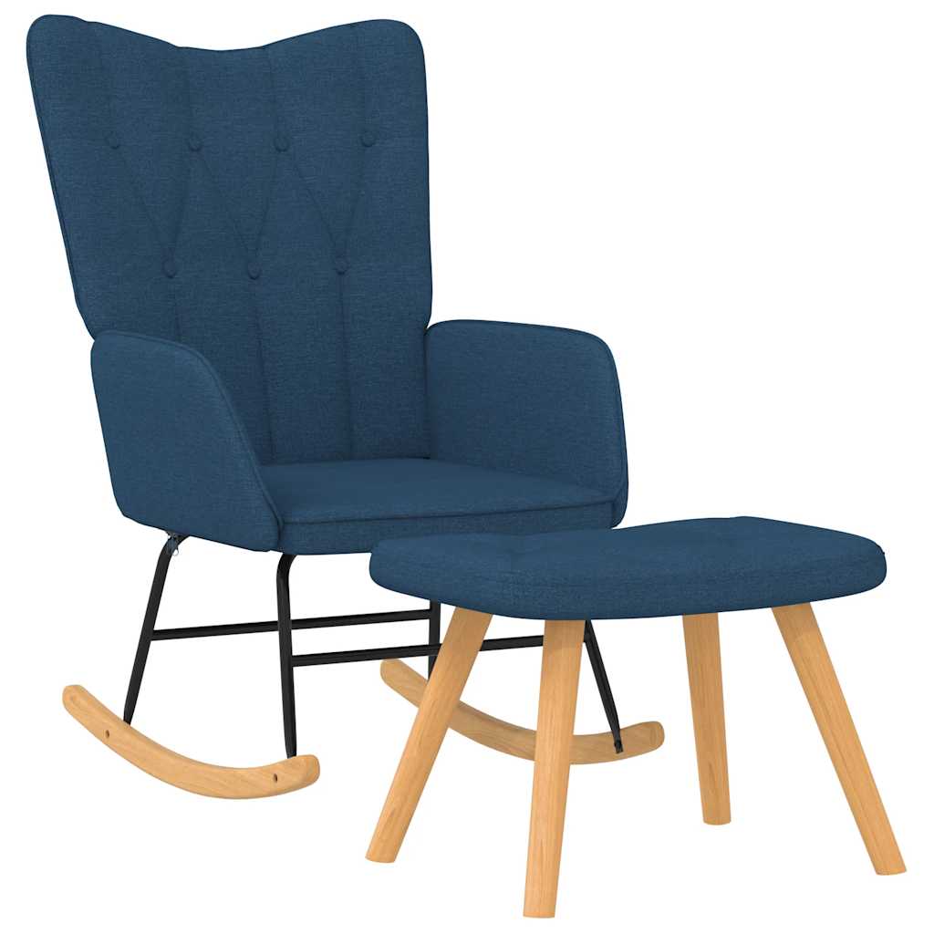 Chaise à bascule avec repose-pied Bleu Tissu - XIOS