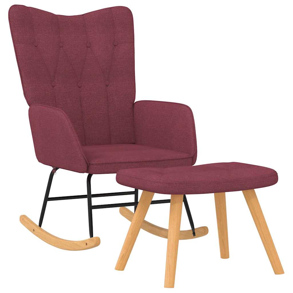 Chaise à bascule avec tabouret Rouge bordeaux Tissu - XIOS