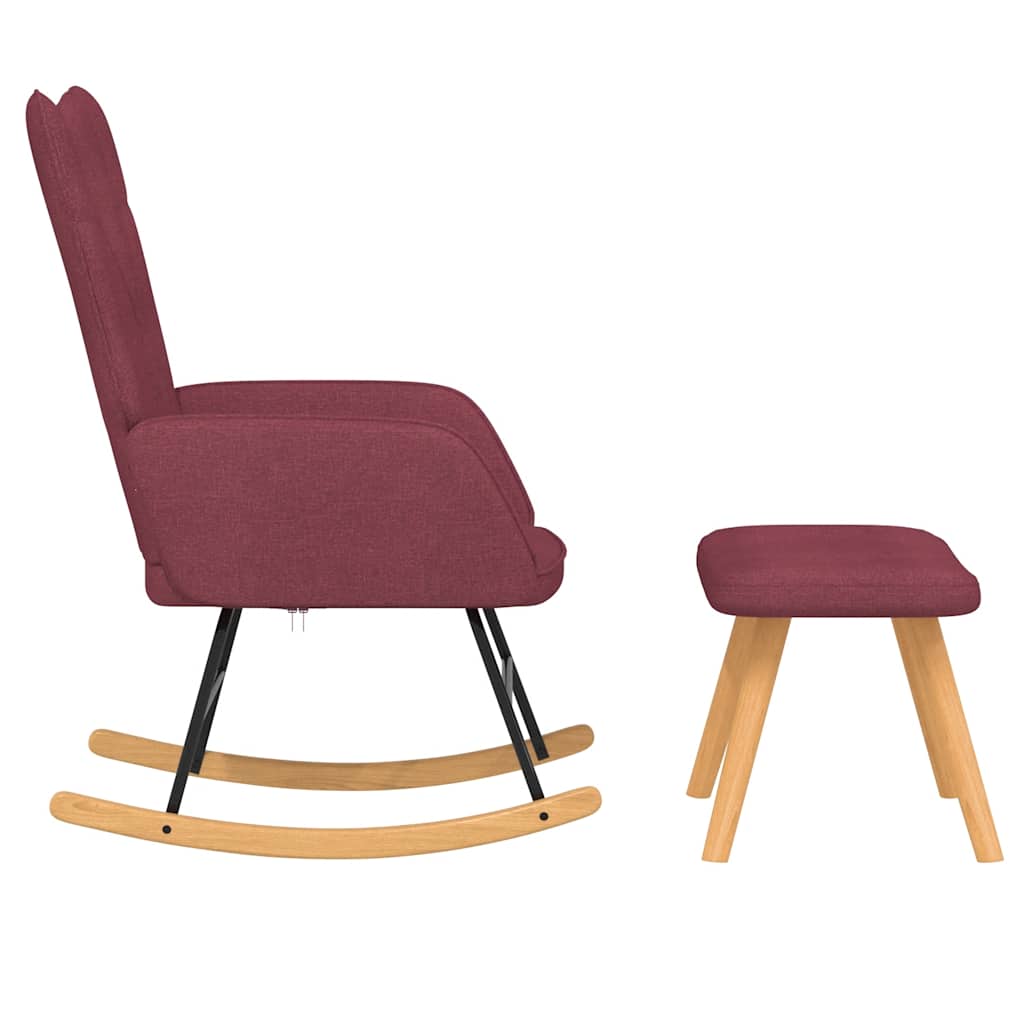 Chaise à bascule avec tabouret Rouge bordeaux Tissu - XIOS