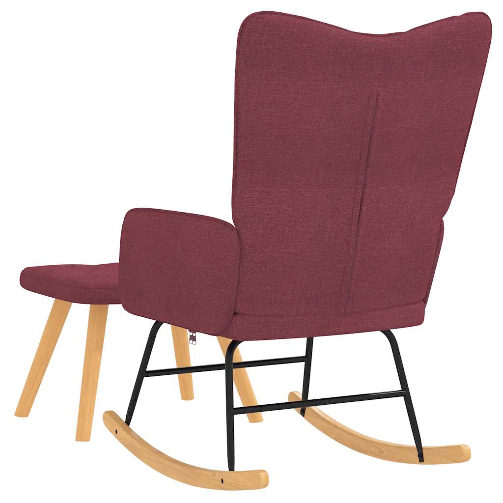 Chaise à bascule avec tabouret Rouge bordeaux Tissu - XIOS