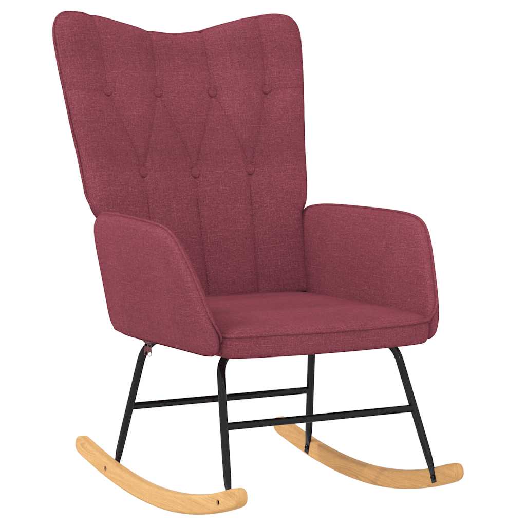 Chaise à bascule avec tabouret Rouge bordeaux Tissu - XIOS