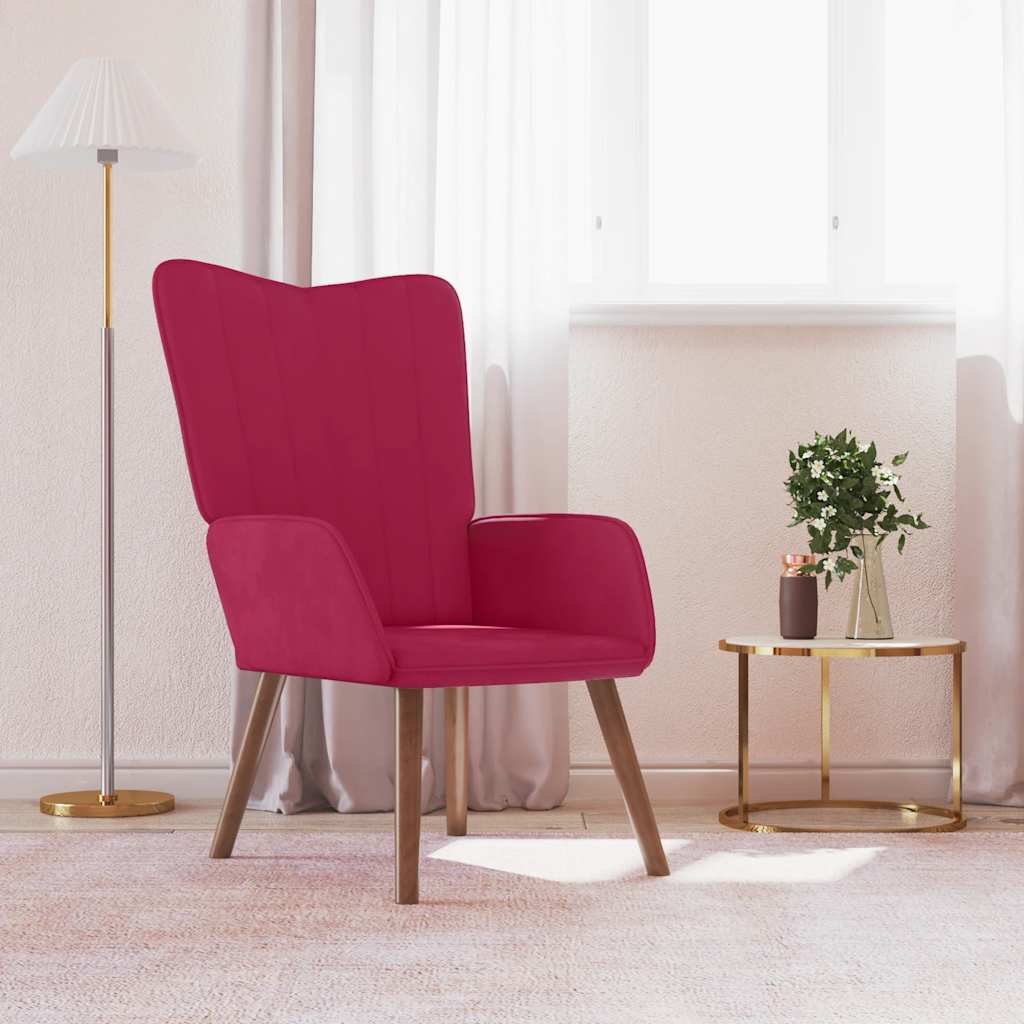 Chaise de relaxation Rouge bordeaux Velours - XIOS
