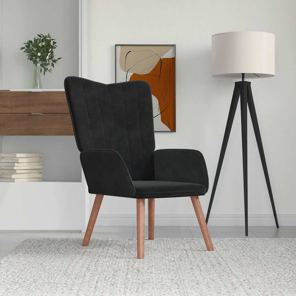 Chaise de relaxation Noir Velours - XIOS