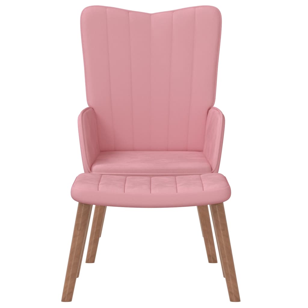 Chaise de relaxation avec repose-pied Rose Velours - XIOS