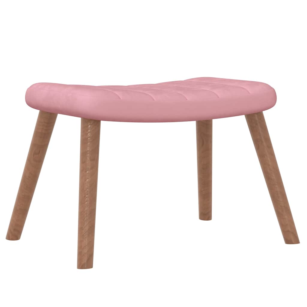 Chaise de relaxation avec repose-pied Rose Velours - XIOS