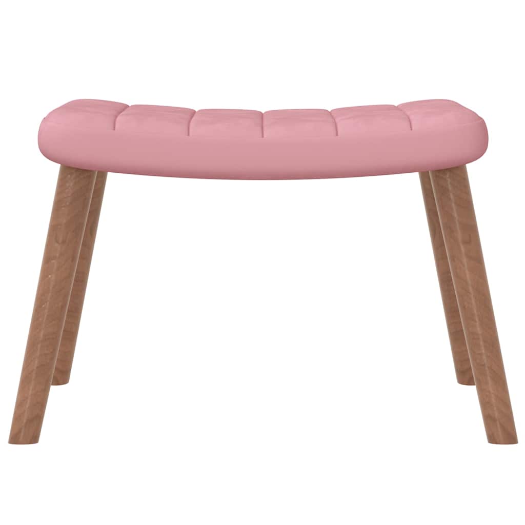 Chaise de relaxation avec repose-pied Rose Velours - XIOS