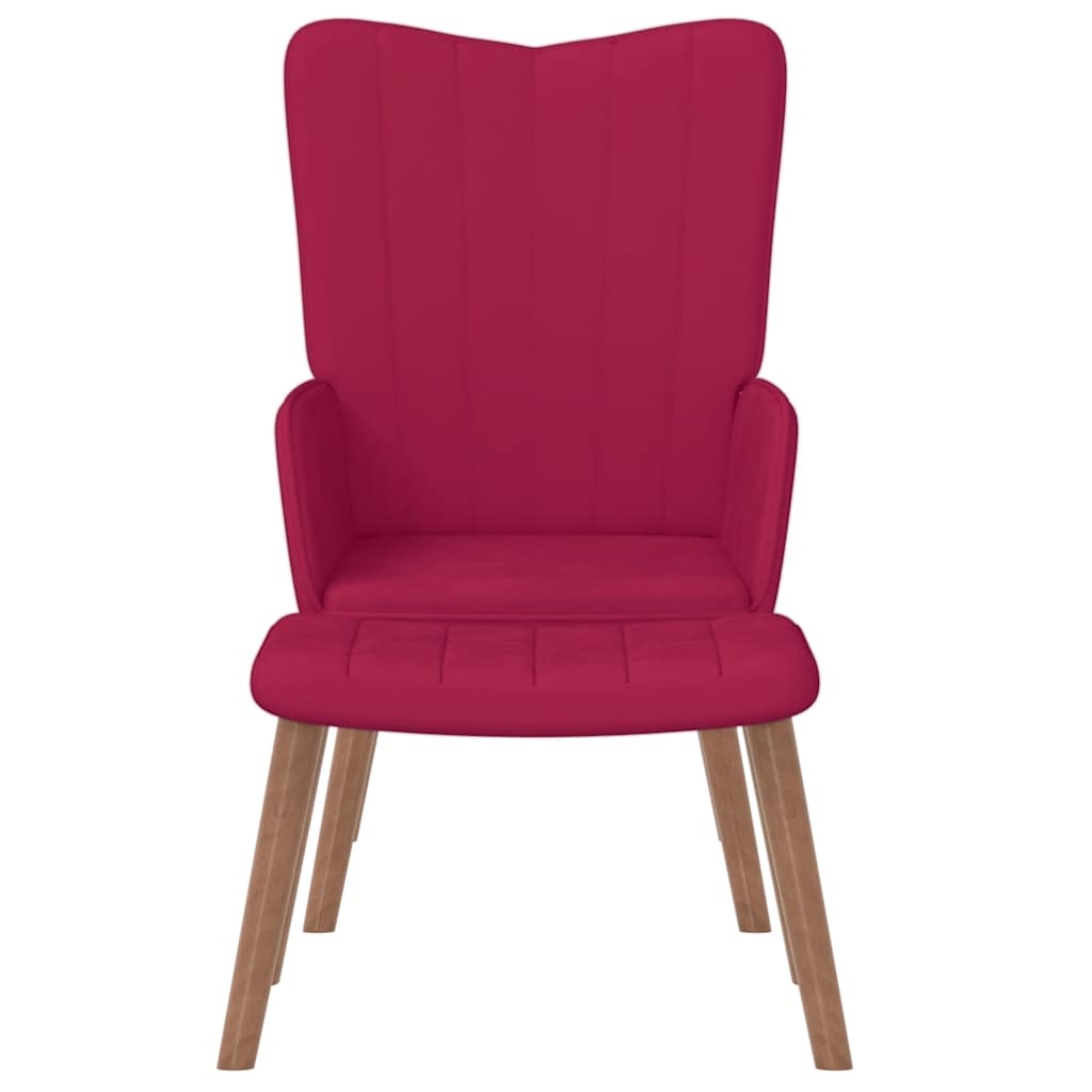 Chaise de relaxation avec repose-pied Rouge bordeaux Velours - XIOS