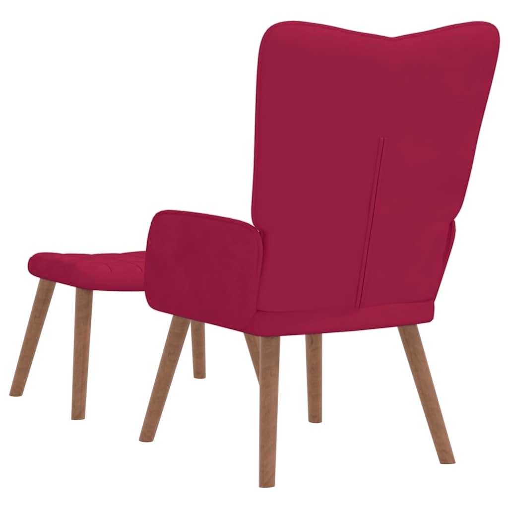Chaise de relaxation avec repose-pied Rouge bordeaux Velours - XIOS