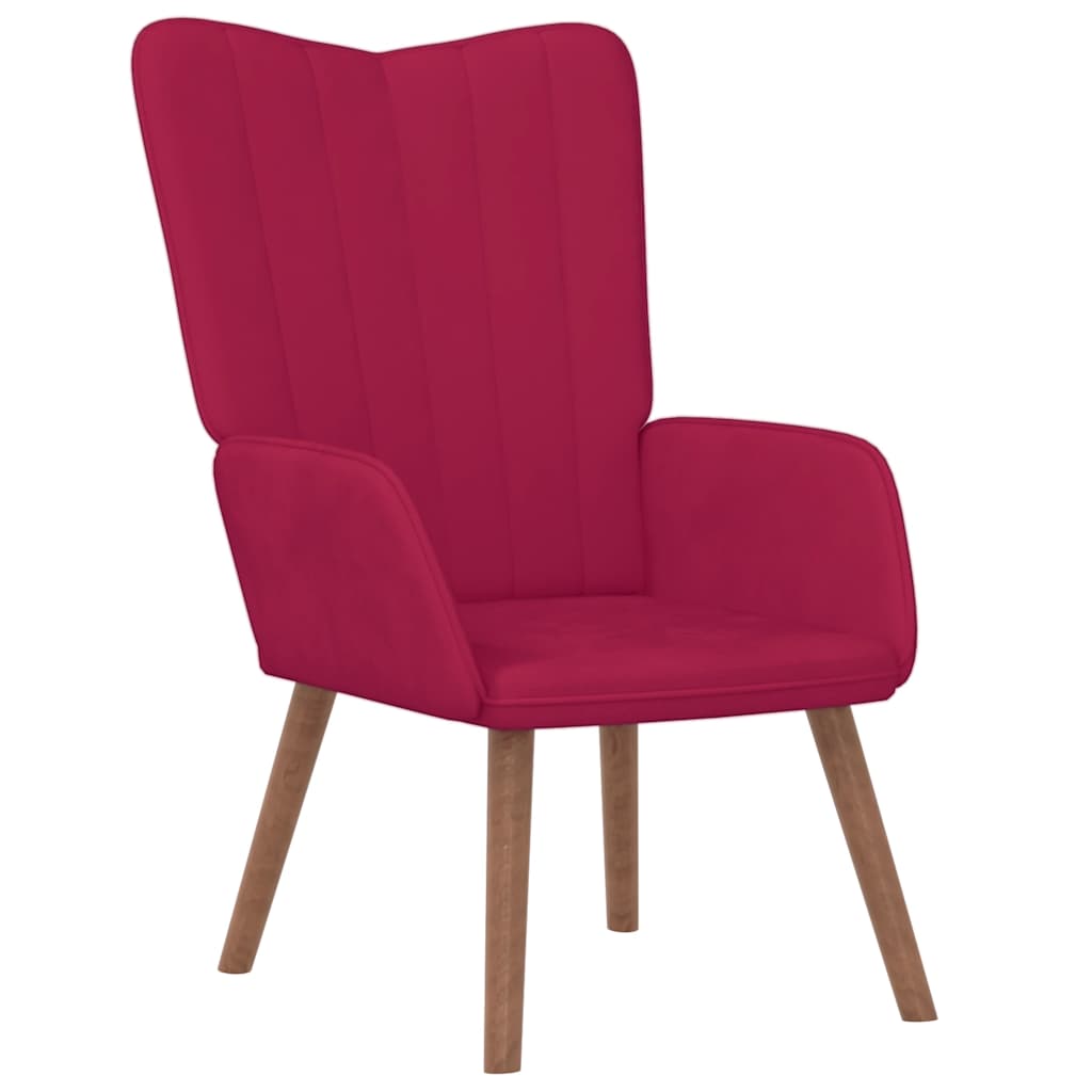 Chaise de relaxation avec repose-pied Rouge bordeaux Velours - XIOS