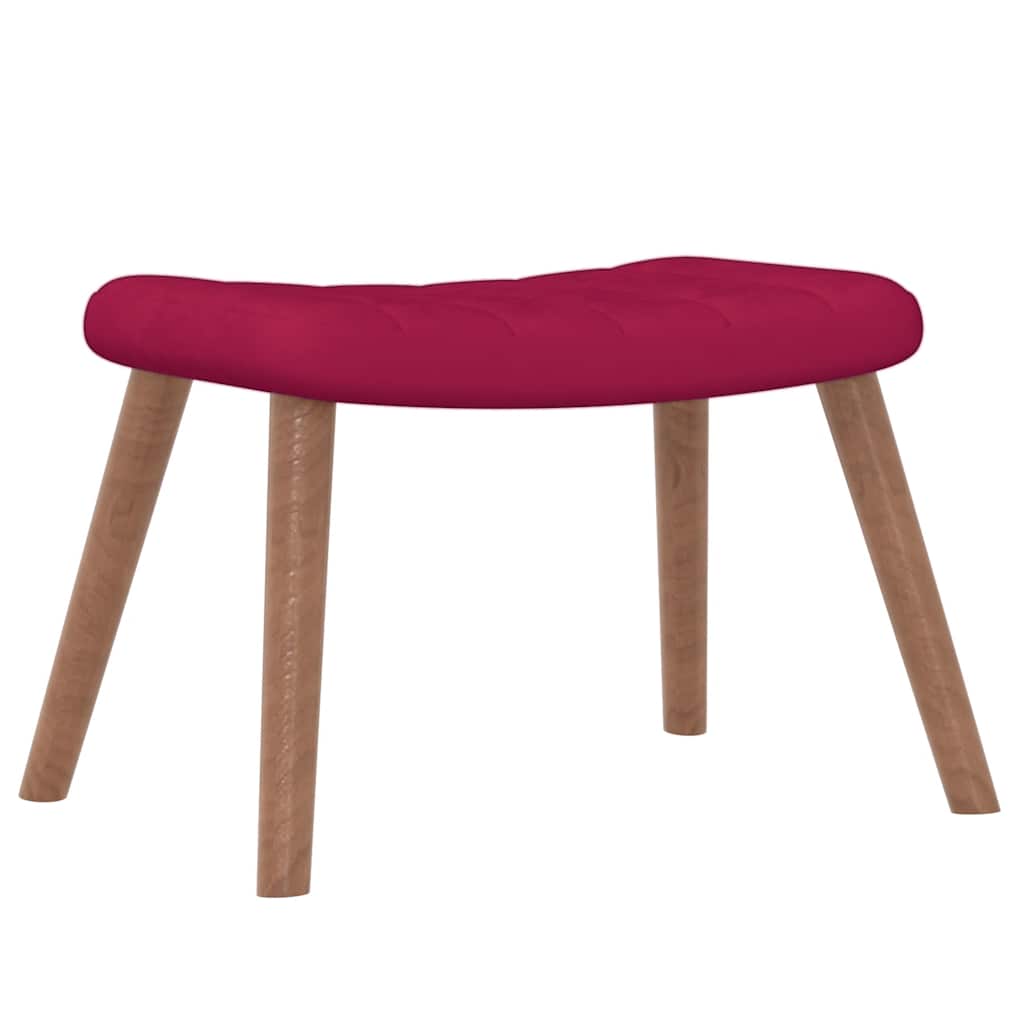 Chaise de relaxation avec repose-pied Rouge bordeaux Velours - XIOS