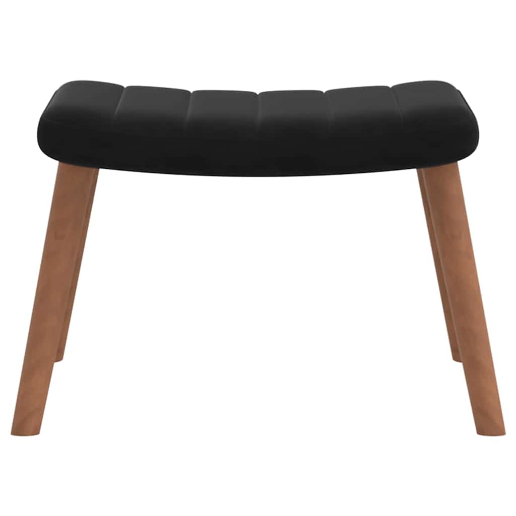 Chaise de relaxation avec repose-pied Noir Velours - XIOS