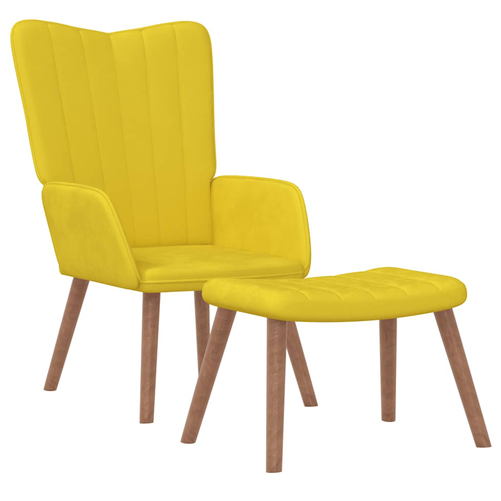 Chaise de relaxation avec repose-pied Jaune moutarde Velours - XIOS
