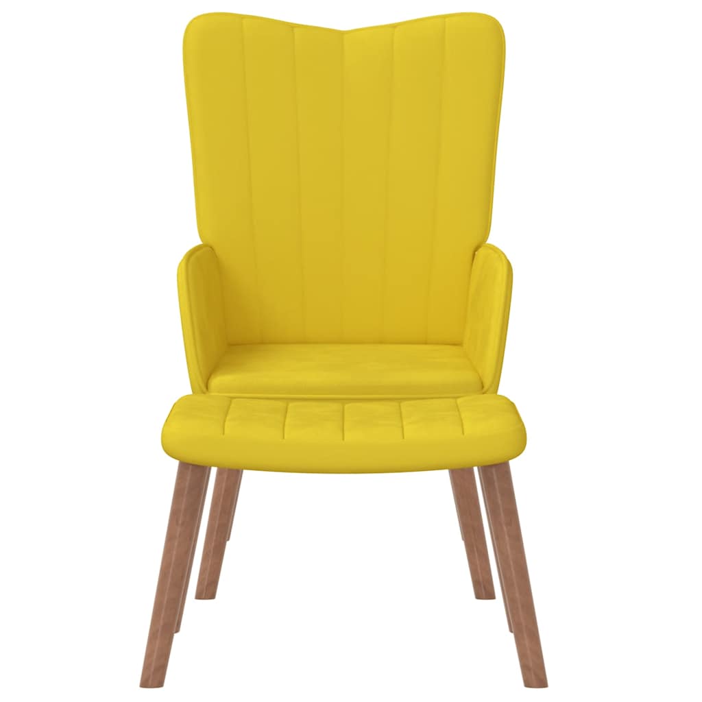 Chaise de relaxation avec repose-pied Jaune moutarde Velours - XIOS