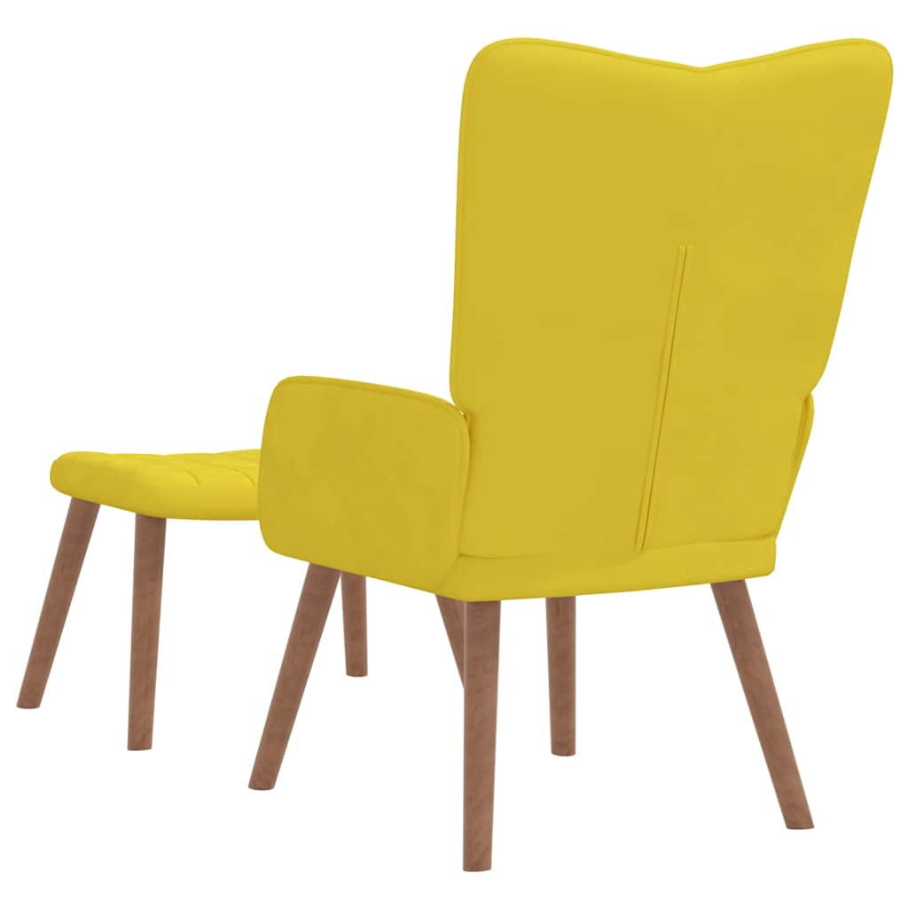 Chaise de relaxation avec repose-pied Jaune moutarde Velours - XIOS