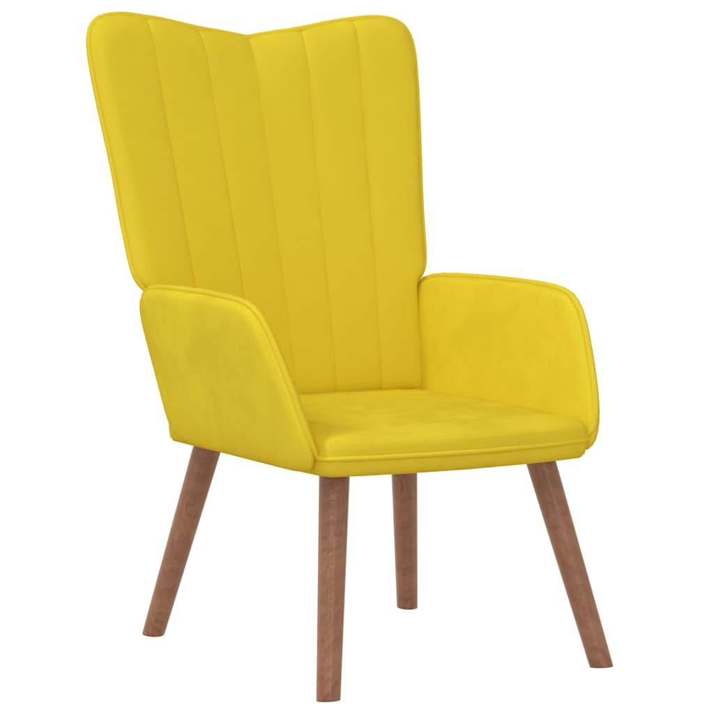 Chaise de relaxation avec repose-pied Jaune moutarde Velours - XIOS