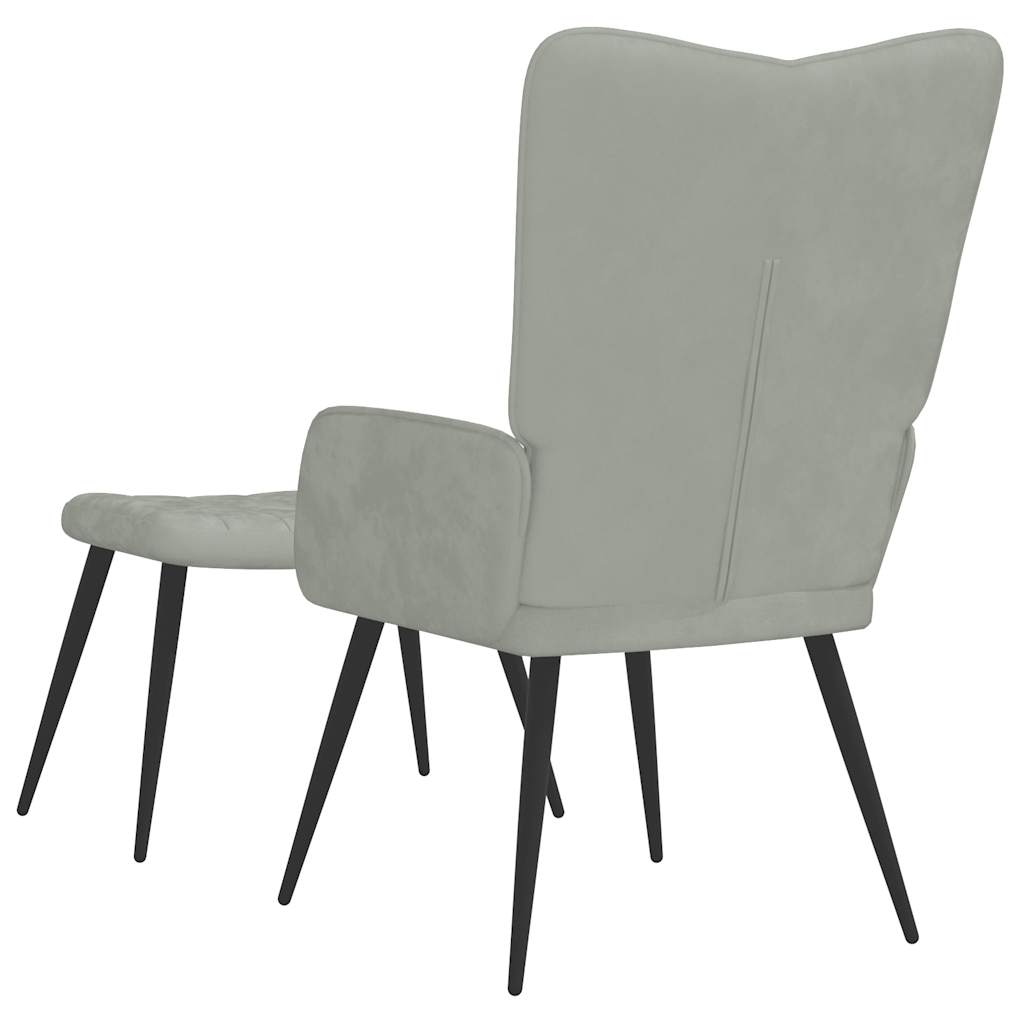 Chaise de relaxation avec repose-pied Gris clair Velours - XIOS