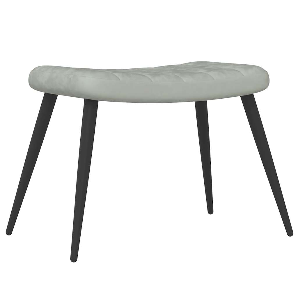 Chaise de relaxation avec repose-pied Gris clair Velours - XIOS