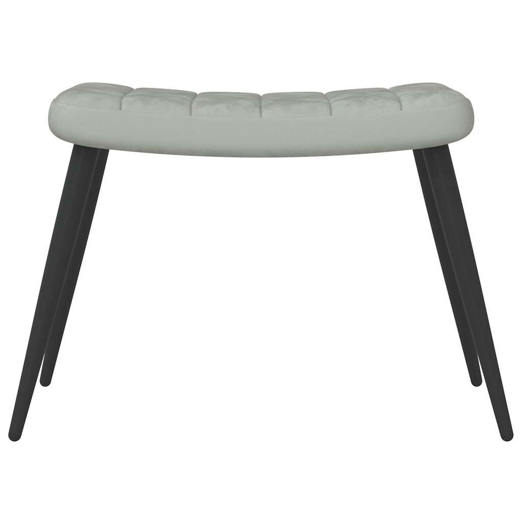 Chaise de relaxation avec repose-pied Gris clair Velours - XIOS
