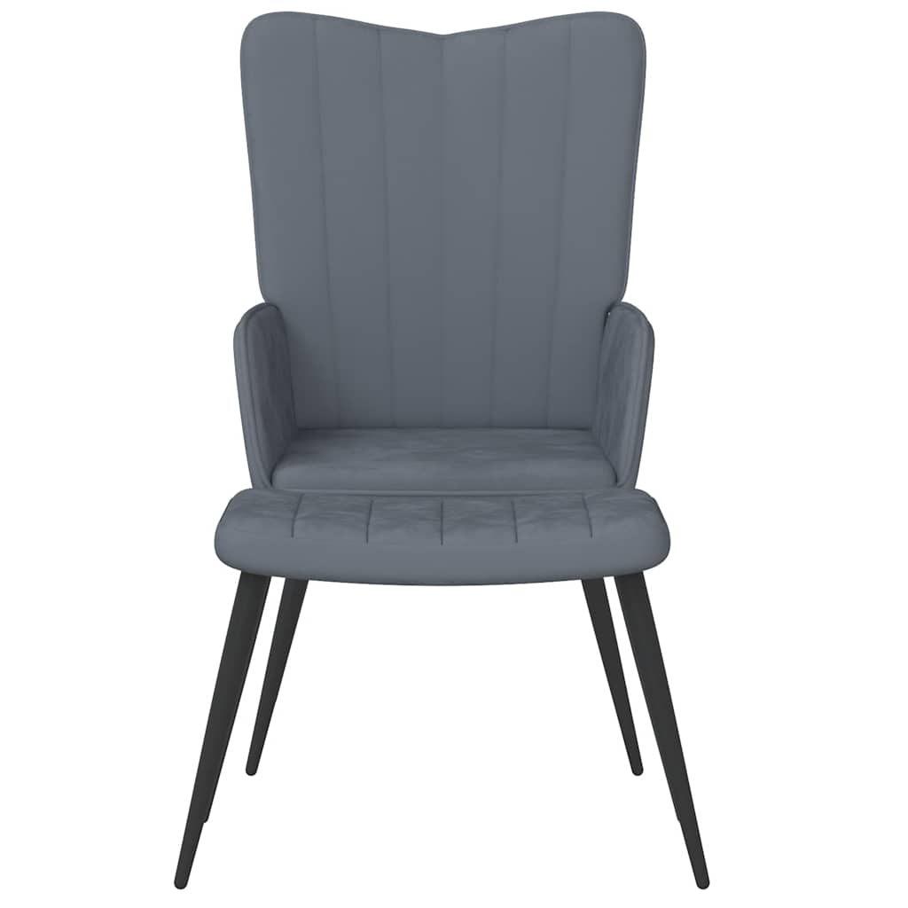 Chaise de relaxation avec repose-pied Gris foncé Velours - XIOS