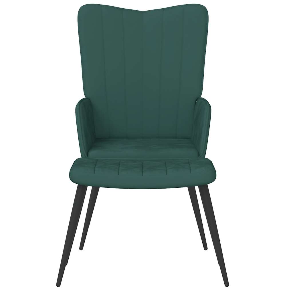 Chaise de relaxation avec tabouret Vert foncé Velours - XIOS