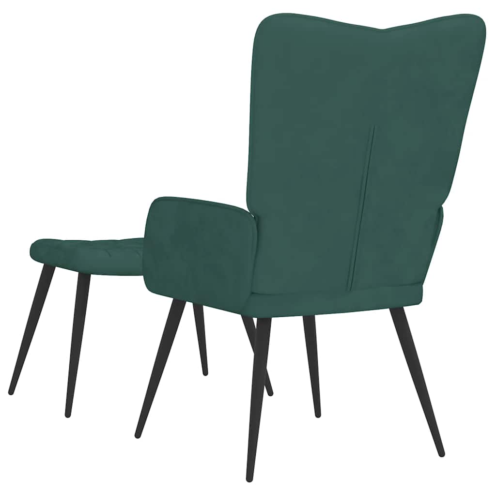 Chaise de relaxation avec tabouret Vert foncé Velours - XIOS