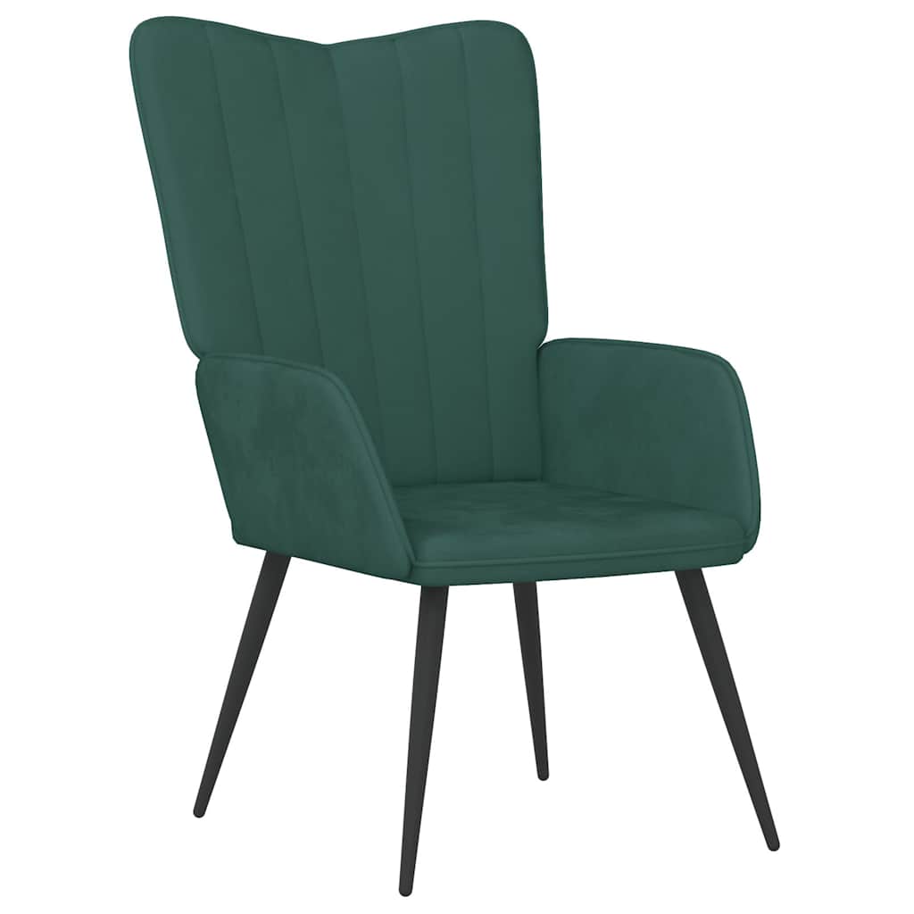 Chaise de relaxation avec tabouret Vert foncé Velours - XIOS
