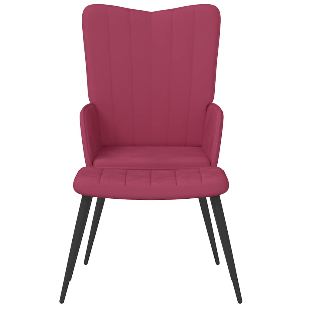 Chaise de relaxation avec tabouret Rouge bordeaux Velours - XIOS